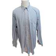 Chemise Lands' End XXL 3XL Supima Oxford Rayures Bleues Poche manches longues