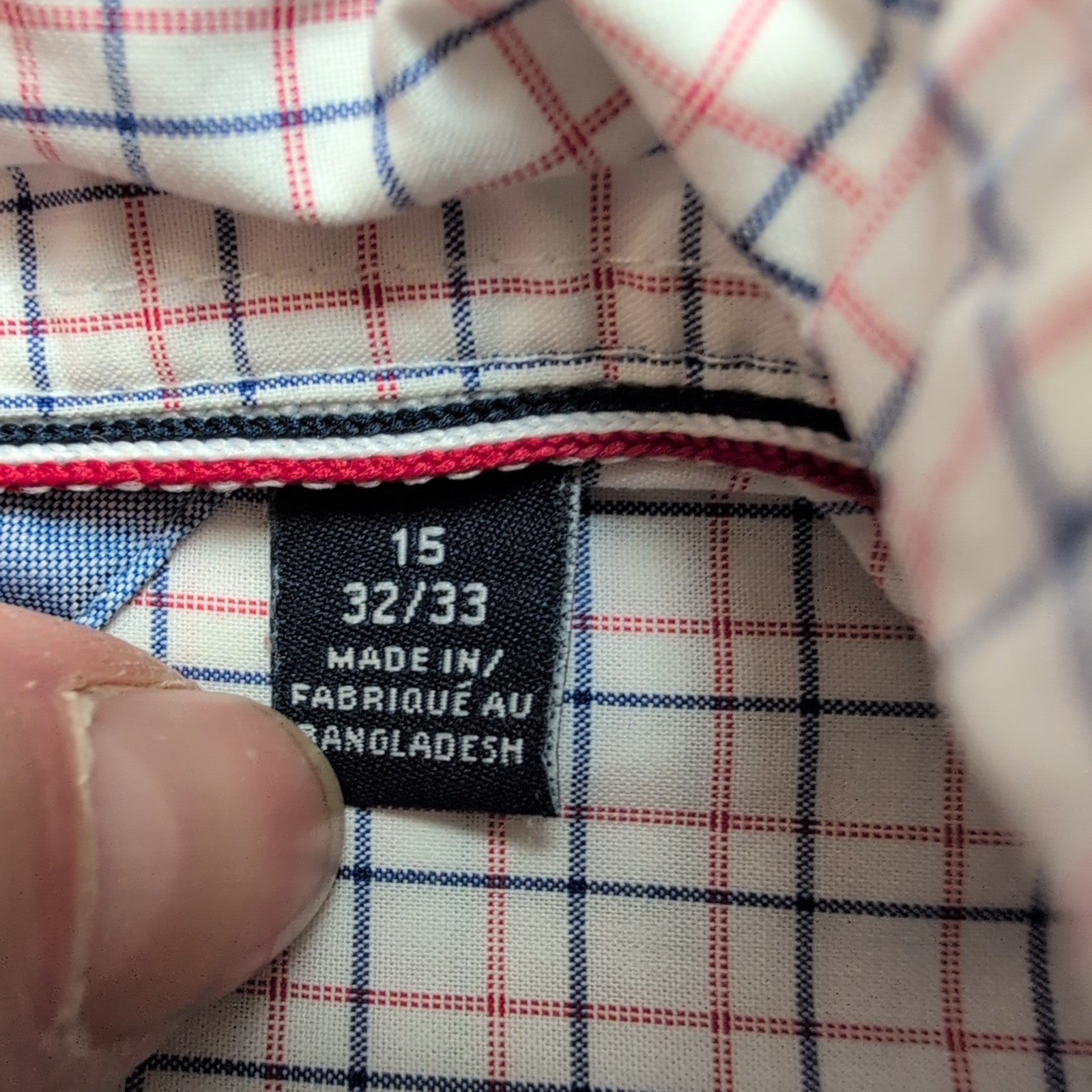 Chemise Tommy Hilfiger Wrinkle Free à Carreaux Bleu Blanc Rouge - Taille M