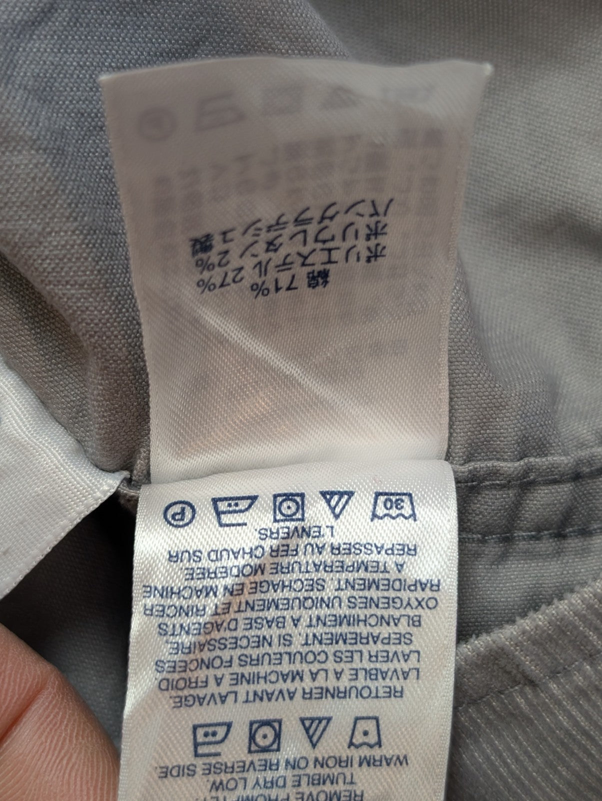 Chemise LANDS' END T.M Velours Côtelé Gris 71% Coton Classic Fit