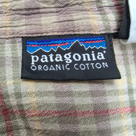 Chemise Patagonia L Marron Orange Carreaux Coton Bio Portugal manches courtes