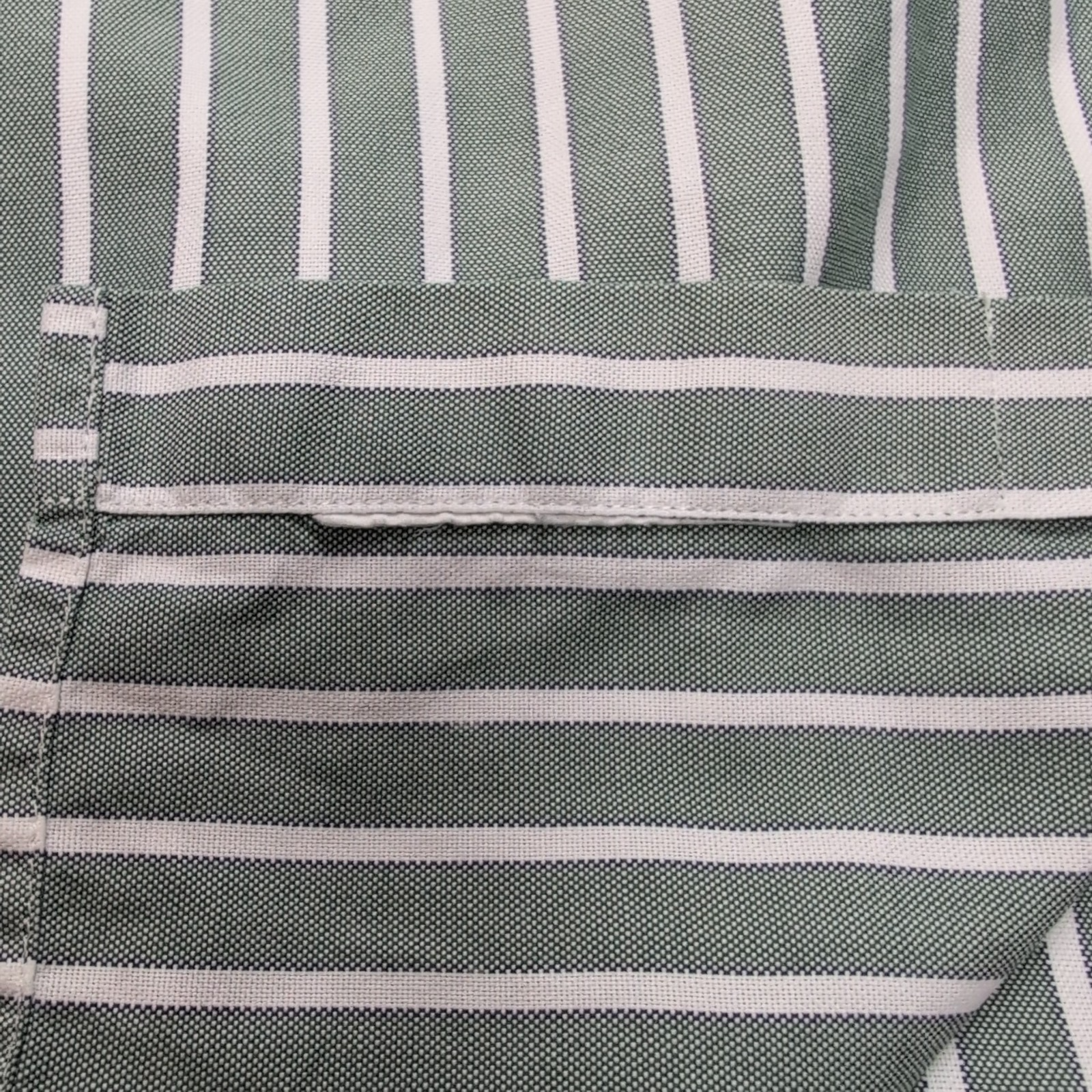 Chemise BURBERRY M Verte Rayures Blanches Oxford Logo Brodé Manches Longues