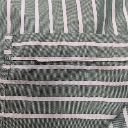 Chemise BURBERRY M Verte Rayures Blanches Oxford Logo Brodé Manches Longues