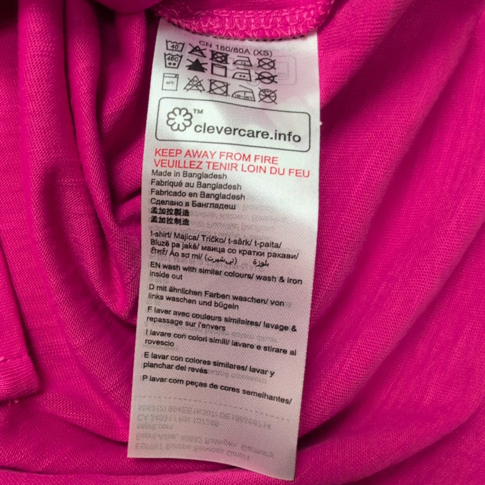 Haut Esprit Femme S Rose Fuchsia Manches Courtes Coton Neuf Étiquette