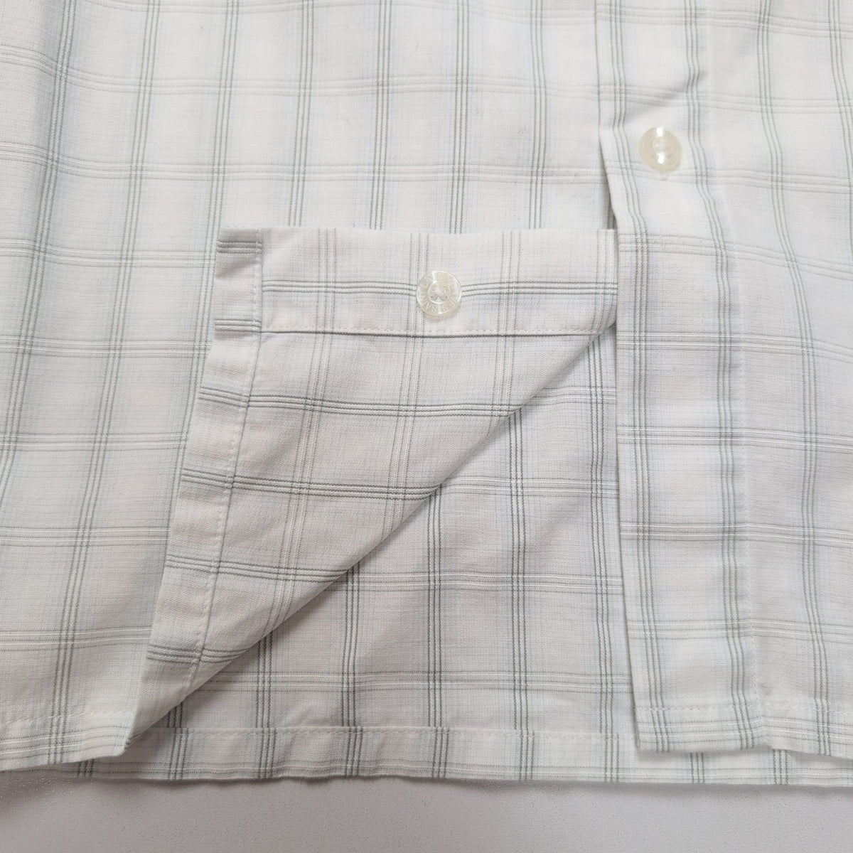 Chemise YVES SAINT LAURENT M Blanche Carreaux Gris 100% Coton Manches Courtes