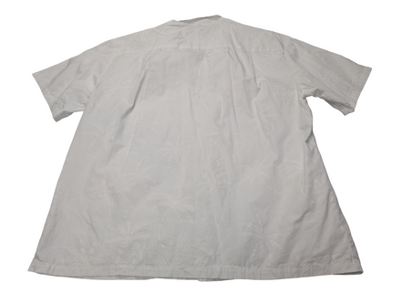 Chemise hawaïenne Ky's blanche palmiers Made in Hawaii USA taille XL #706 hawaii