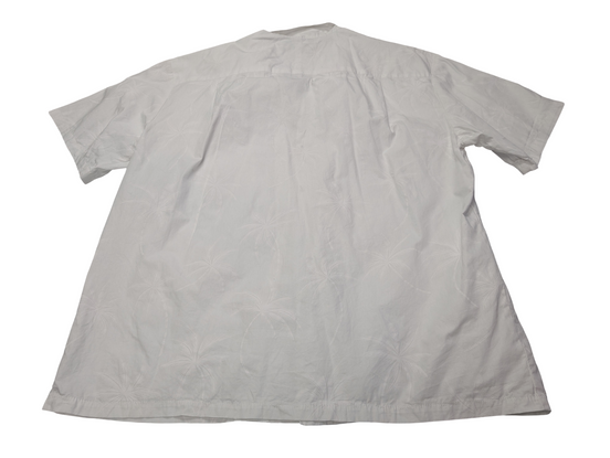 Chemise hawaïenne Ky's blanche palmiers Made in Hawaii USA taille XL #706 hawaii