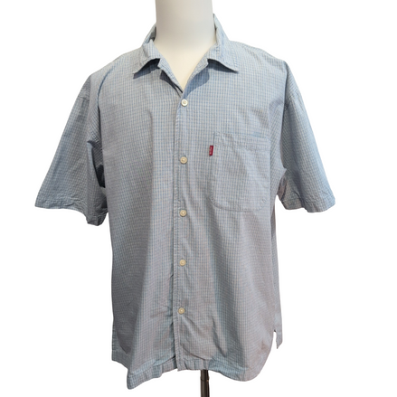Chemise Levi's Manches Courtes Bleue à Carreaux - Taille L RARE