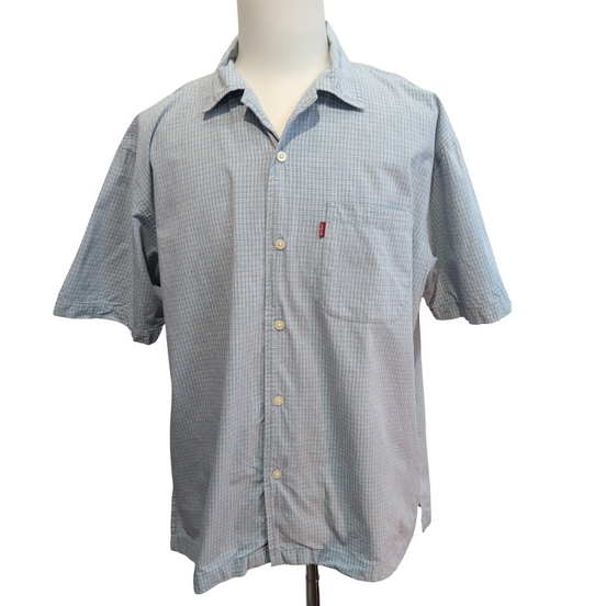 Chemise Levi's Manches Courtes Bleue à Carreaux - Taille L RARE