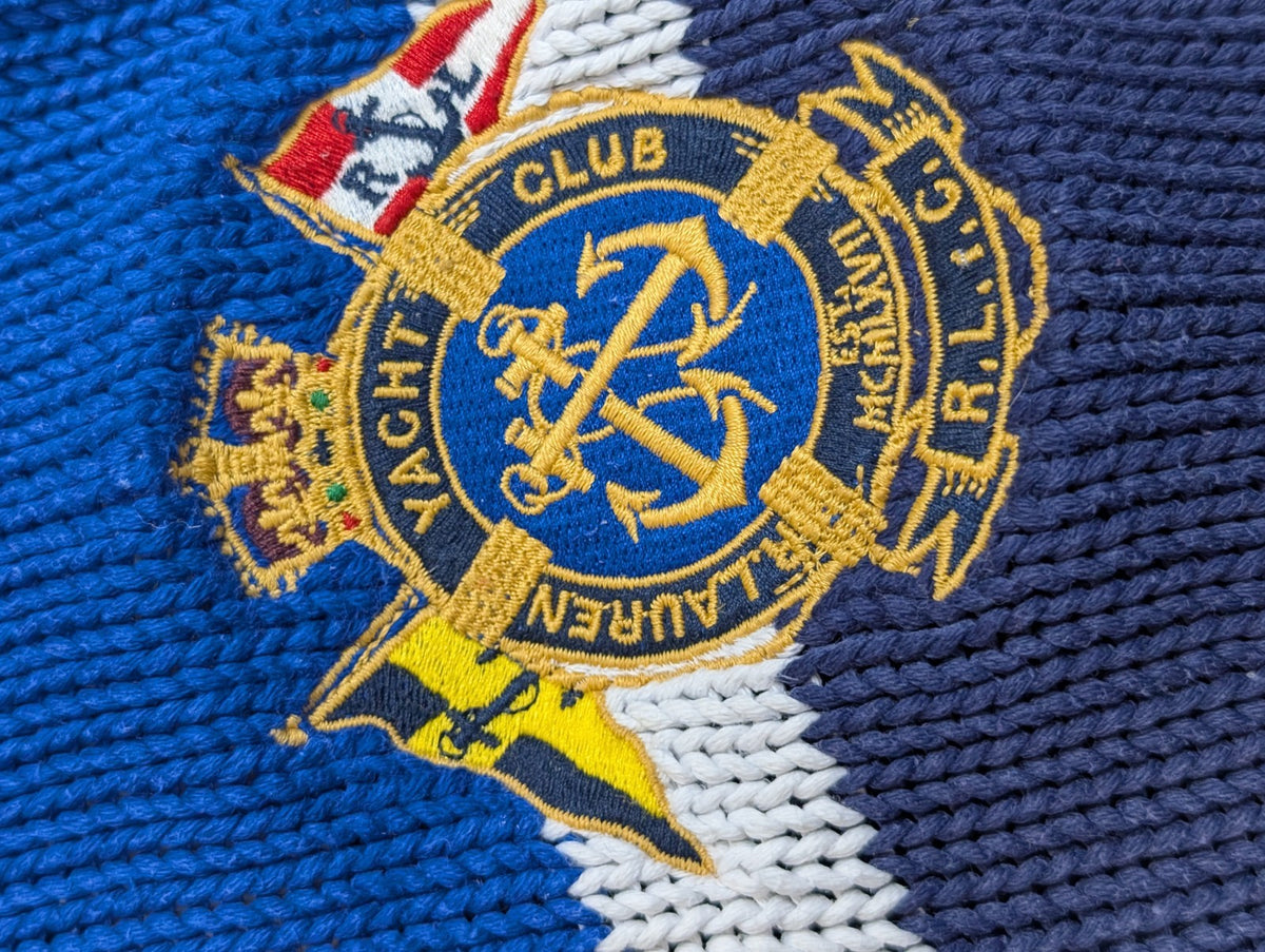 Pull Polo Ralph Lauren Yacht Club L multicolore rayures écusson brodé