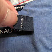 Chemise Nautica M Bleu Carreaux Rouge Noir Coton Logo Brodé Manches Courtes