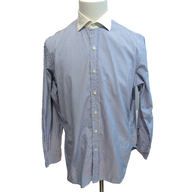 Chemise Polo Ralph Lauren Made Italy L XL Rayures Lilas Vintage manches longues