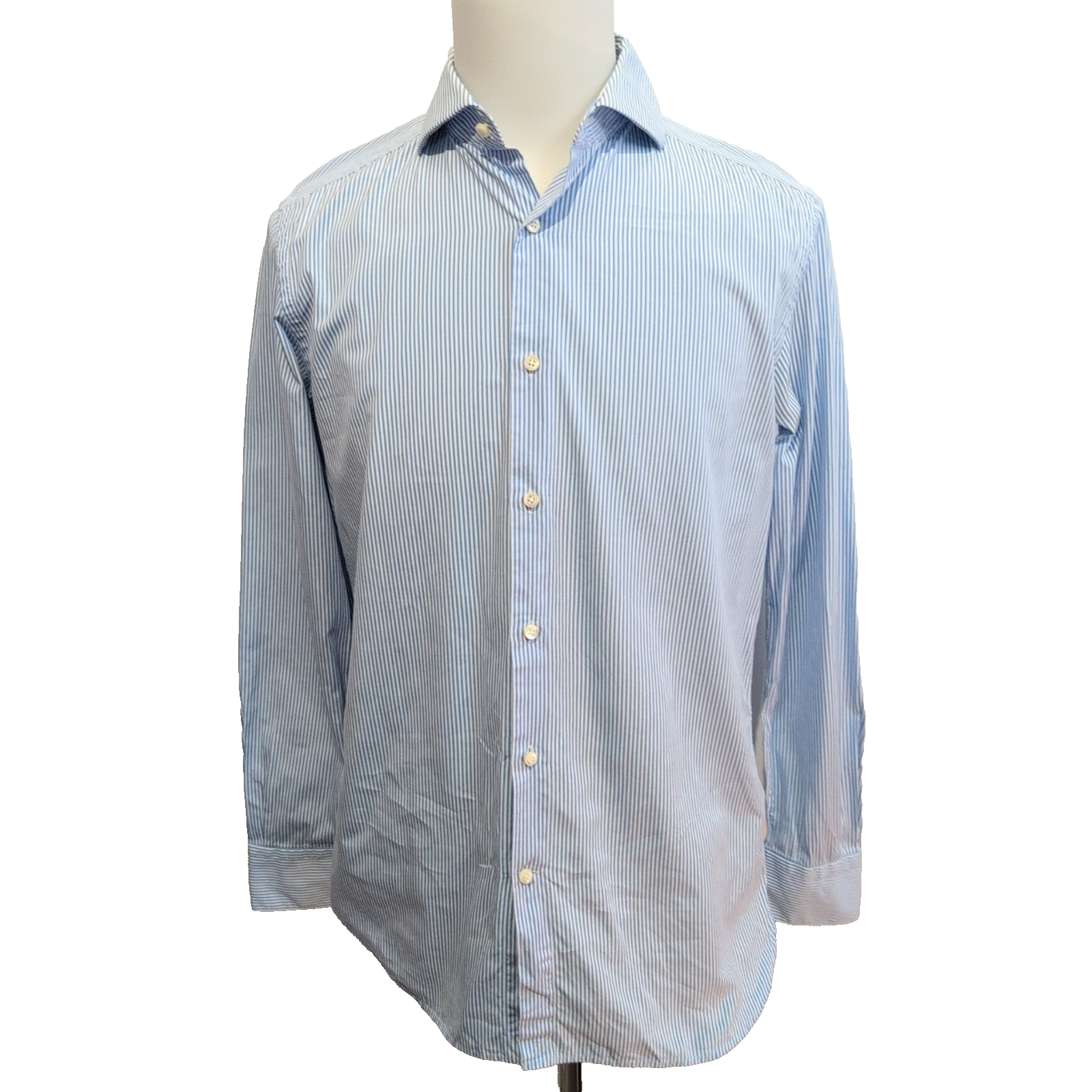 Chemise Massimo Dutti Easy Iron bleu rayures manches longues M L