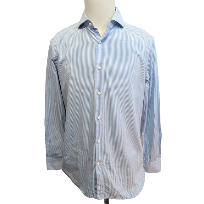 Chemise Massimo Dutti Easy Iron bleu rayures manches longues M L