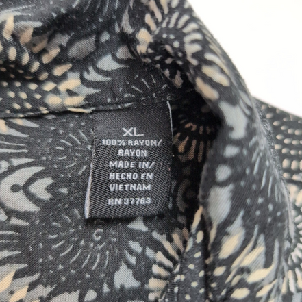Chemise hawaïenne Ocean Pacific XL noire géométrique 100% rayonne