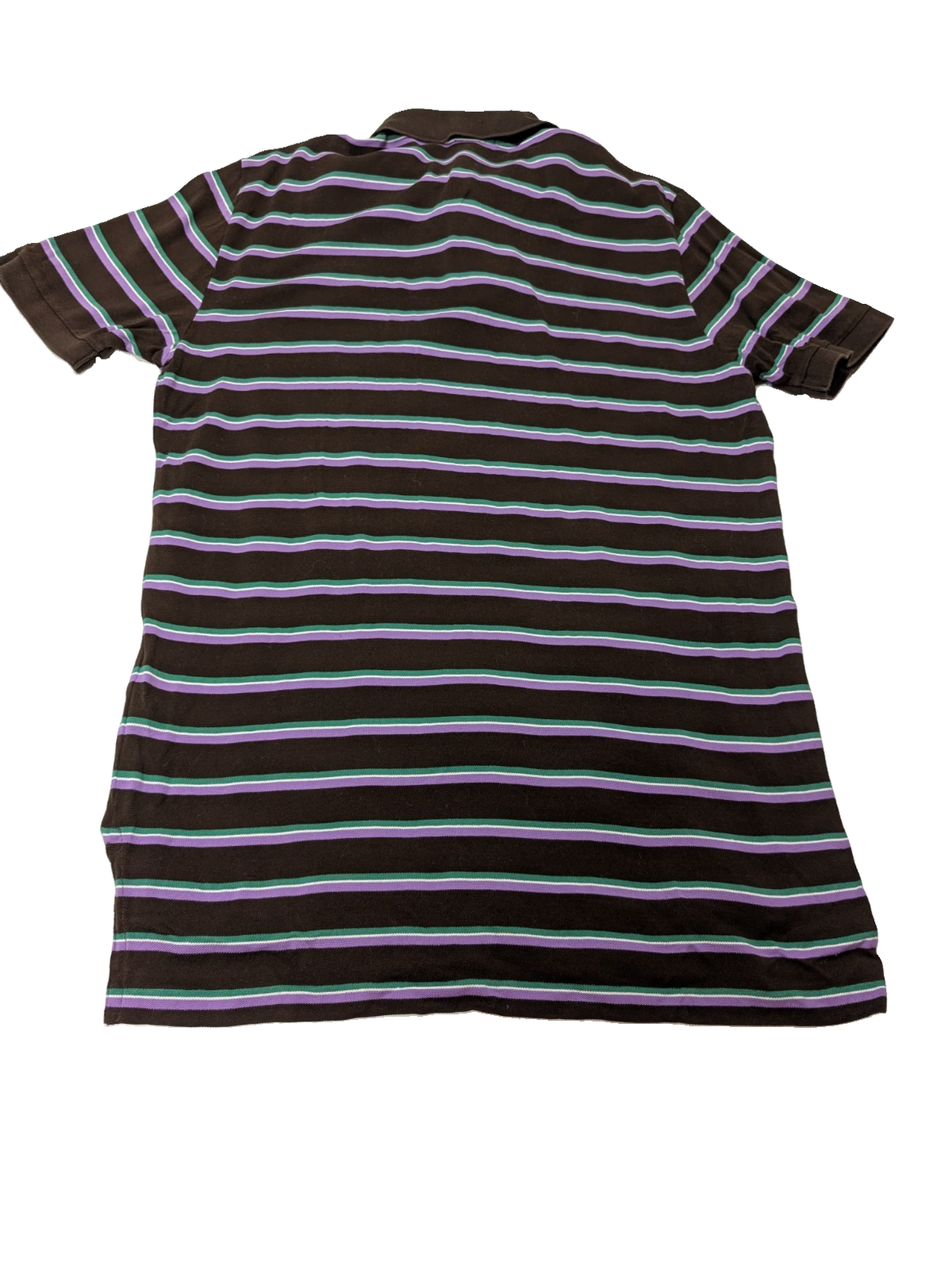 Polo manches courtes Polo Ralph Lauren L marron rayures vert mauve logo bleu
