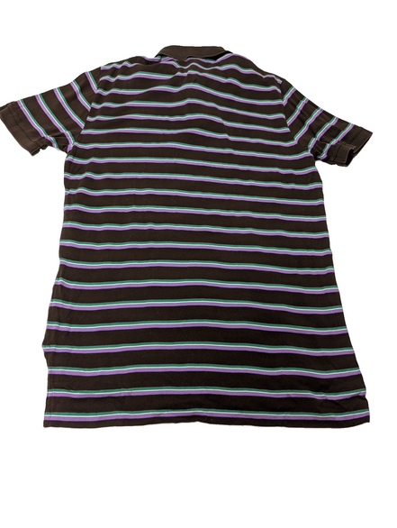 Polo manches courtes Polo Ralph Lauren L marron rayures vert mauve logo bleu