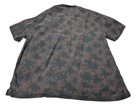 Chemise hawaïenne soie Nat Nast palmiers noir manches courtes taille XL