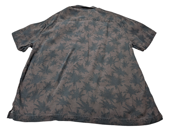 Chemise hawaïenne soie Nat Nast palmiers noir manches courtes taille XL