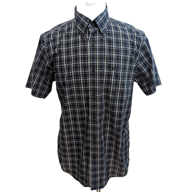 Chemise Nautica L Carreaux Bleu Marine Blanc Manches Courtes