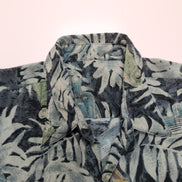 Chemise Hawaïenne L Viscose Verte Feuillage Voitures Manches Courtes