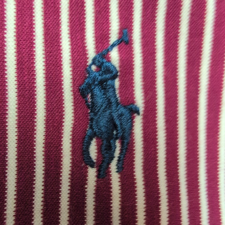 Chemise Polo Ralph Lauren Knit Dress Shirt M Bordeaux Rayures Stretch QR