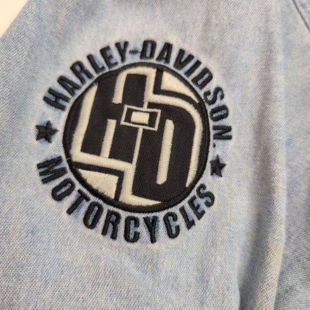 Chemise Harley Davidson XL Jean Bleu 100% Coton Brodée 2 Poches Logo