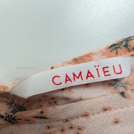 Haut Camaïeu Femme M Saumon Fleuri 100% Viscose Neuf