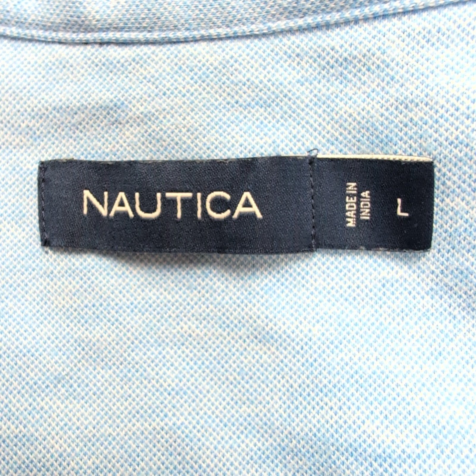 Chemise Nautica L gris coton piqué logo bleu manches courtes polo shirt
