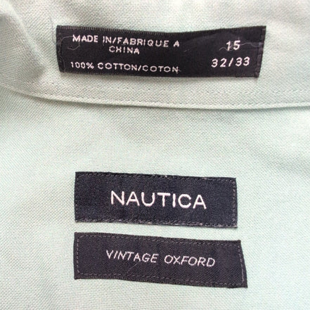Chemise Nautica Vintage Oxford M Vert Pâle Uni 100% Coton