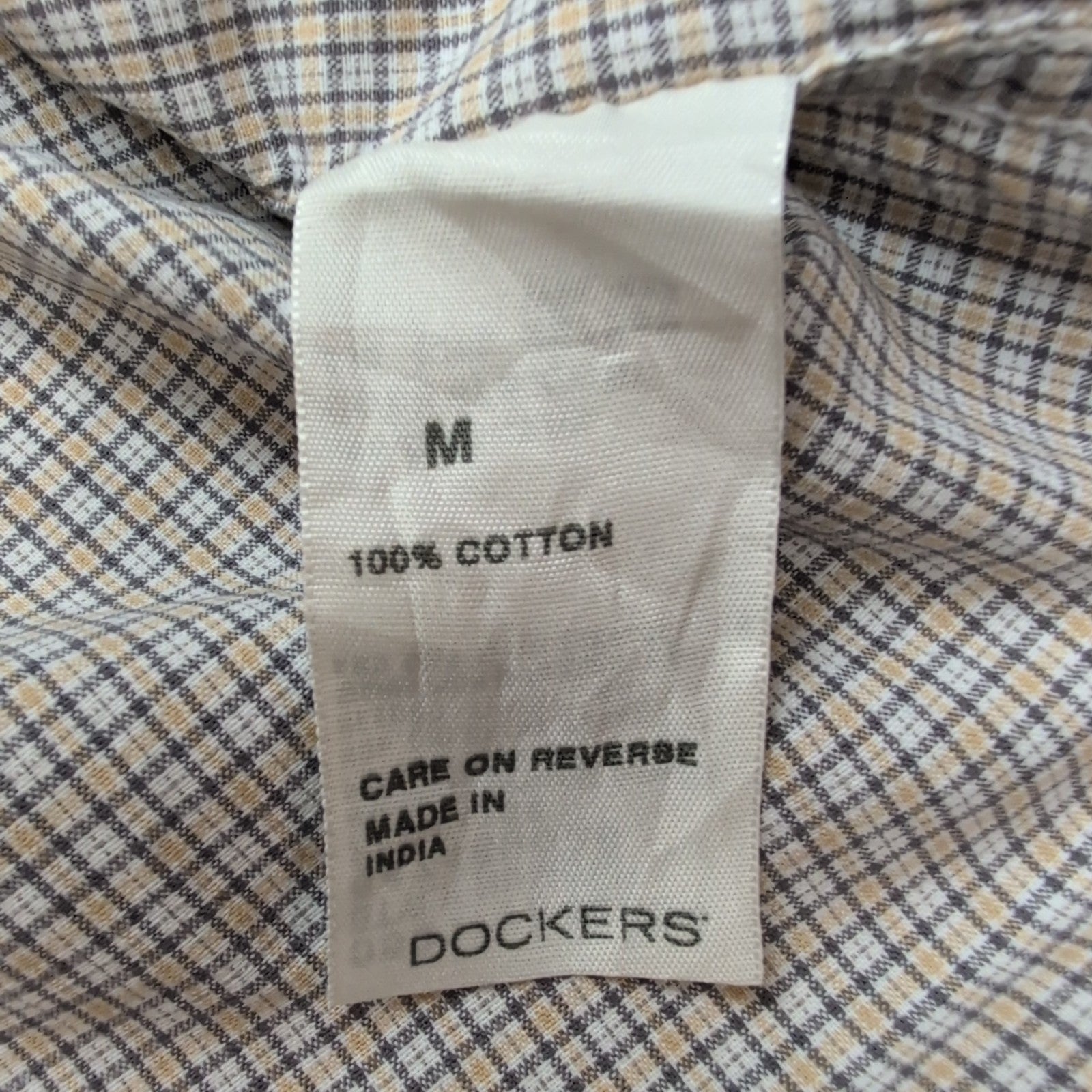 Chemise Dockers manches courtes motif micro-carreaux gris et crème M