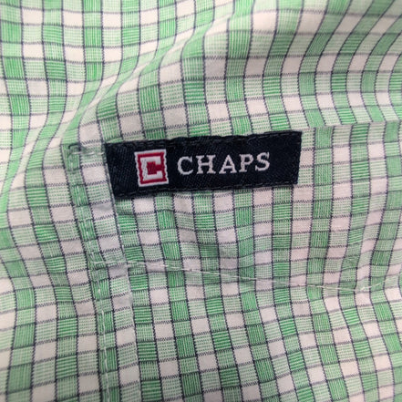 Chemise CHAPS verte à carreaux manches courtes taille L #143e