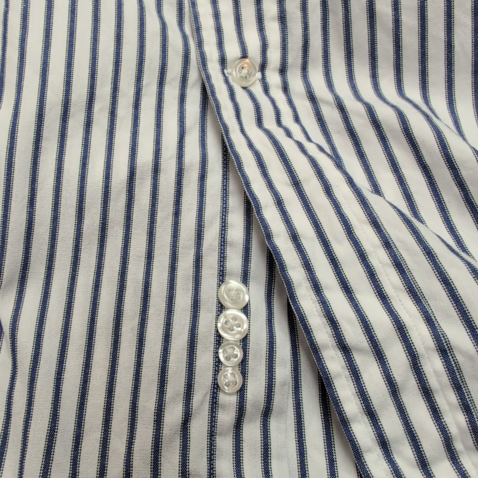 Chemise Lands' End Oxford L/XL Blanche Rayures Bleues manches longues