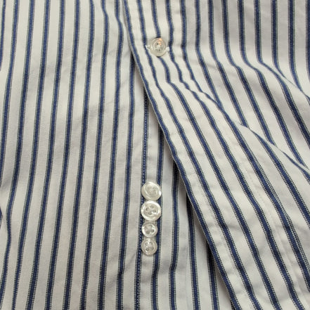 Chemise Lands' End Oxford L/XL Blanche Rayures Bleues manches longues