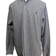 Chemise Polo Ralph Lauren Shirt L Classic Fit Pied-de-poule Bleu Button Down