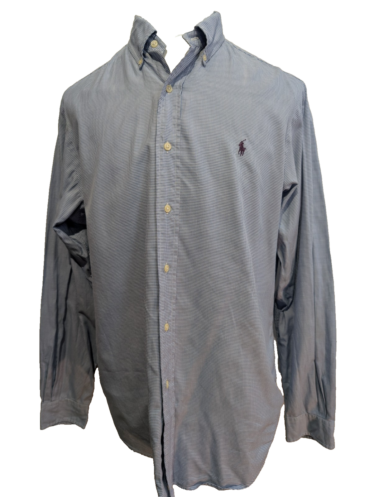 Chemise Polo Ralph Lauren Shirt L Classic Fit Pied-de-poule Bleu Button Down