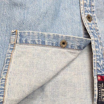 Chemise Levi's XL TG Jean Bleu 100% Coton 2 Poches Boutons Métal Mch longues