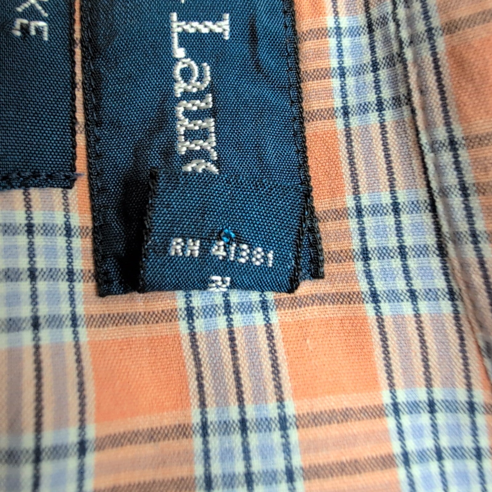 Chemise Ralph Lauren L Orange Carreaux Logo Bleu Manches Longues
