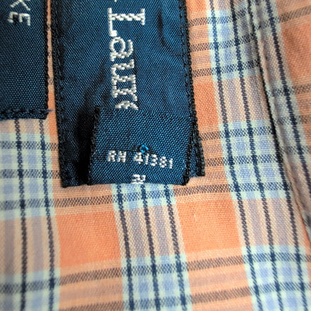 Chemise Ralph Lauren L Orange Carreaux Logo Bleu Manches Longues