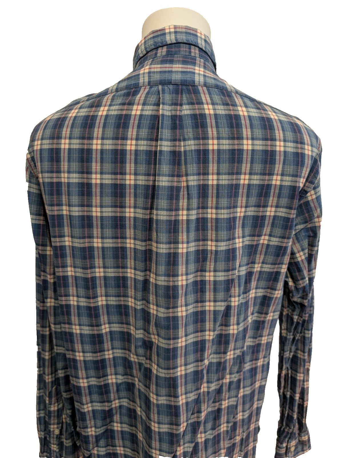 CHEMISE Ralph Lauren Homme L CUSTOM FIT Bleu Carreaux TBE Réparée 100% Coton