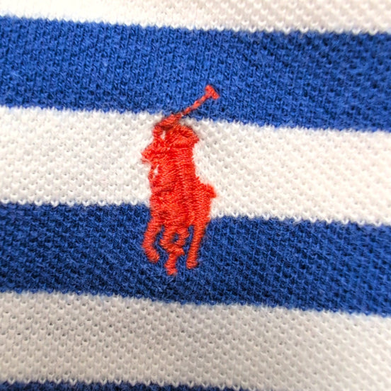 Polo Ralph Lauren Homme XS Bleu Blanc Rayures Logo Orange Polo Manches Courtes
