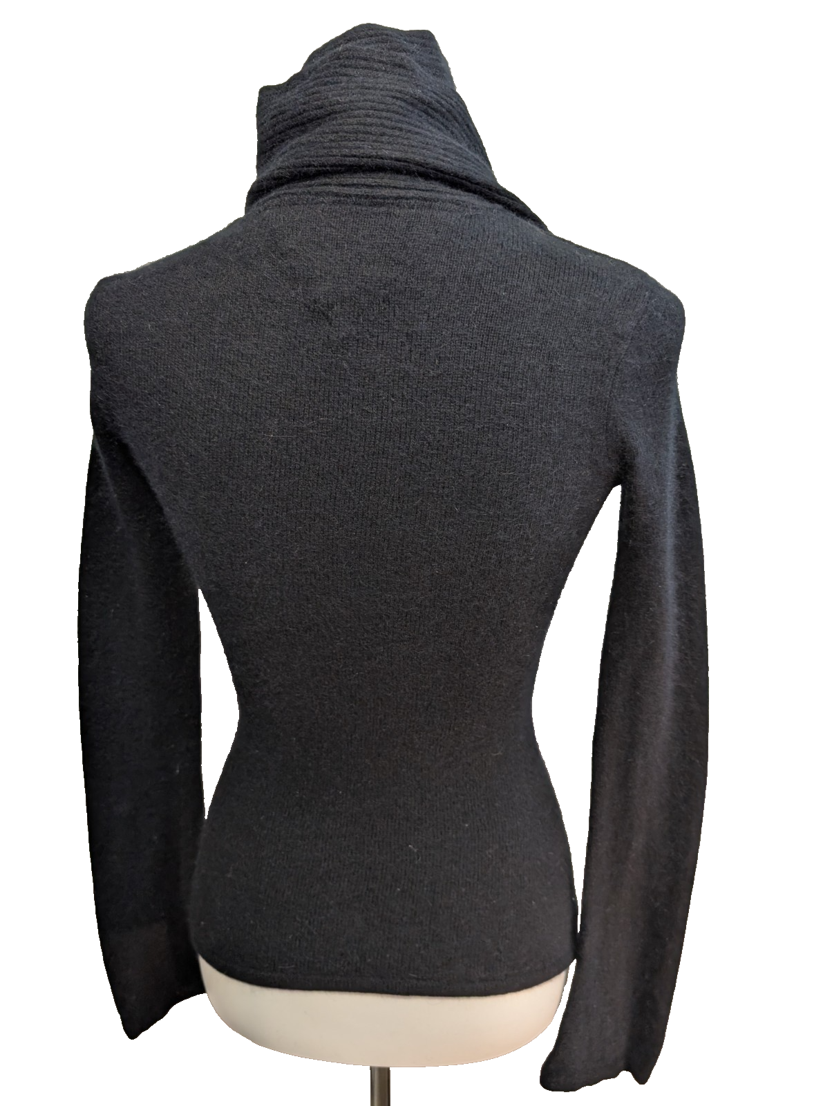 Pull Femme Tommy Hilfiger Noir Angora - Écharpe Intégrée - Taille XS