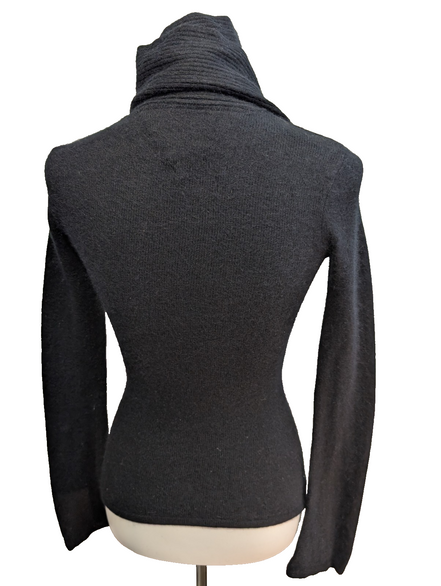 Pull Femme Tommy Hilfiger Noir Angora - Écharpe Intégrée - Taille XS