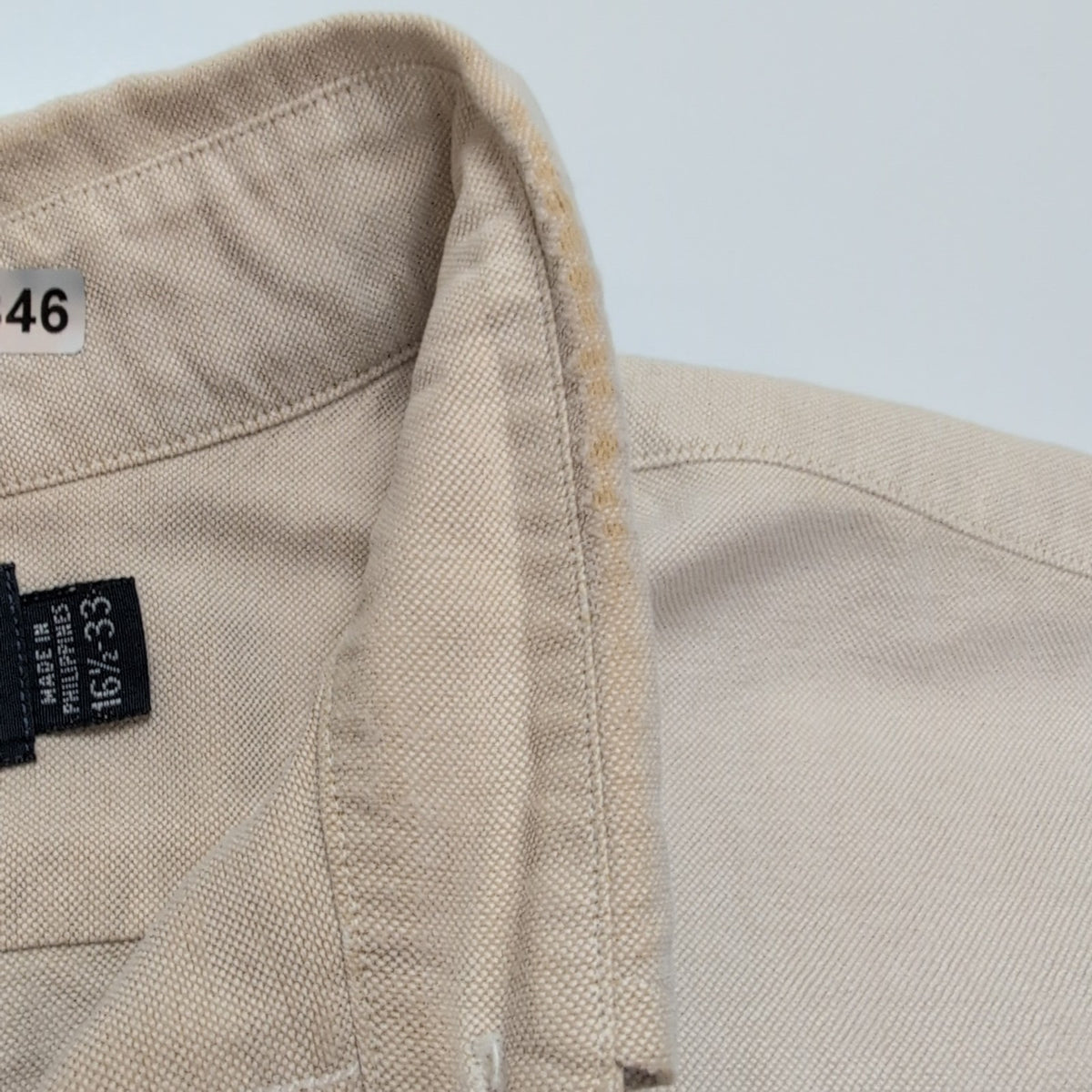 Chemise Ralph Lauren Yarmouth L XL Beige Crème Oxford Coton Logo Marron