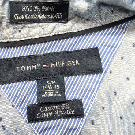 Chemise Tommy Hilfiger Bleue à Motifs Manches Longues 1 Poche - Taille S/M