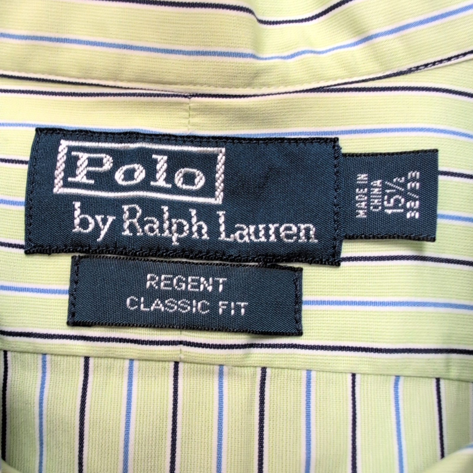 Chemise Polo Ralph Lauren Regent M L Verte Bleue Rayures Classic Fit Shirt