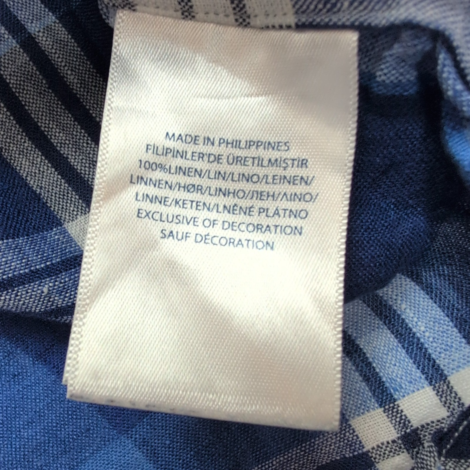 Chemise Ralph Lauren Lin S Carreaux Bleu Blanc Philippines manches longues