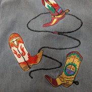 Chemise Western Novin Authentic Jean Gris Broderie Bottes Cowboy