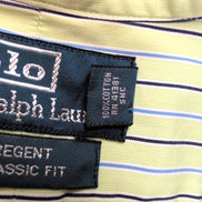Chemise Polo Ralph Lauren Regent M L Verte Bleue Rayures Classic Fit Shirt