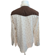 Chemise Western Vintage BJ-R Cowboy Ranch Beige Marron Taille L