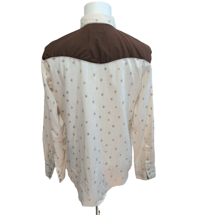 Chemise Western Vintage BJ-R Cowboy Ranch Beige Marron Taille L